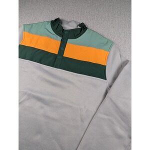 Swannies Golf Foxx Quarter Snap Pullover Mens Large Gray Green Orange Fleece
